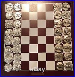 32 Troy Oz. MK BarZ 32 Piece Chess Set Hand Poured. 999 Fine Silver