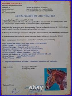 1980s Andy Warhol Signed Limited Edition Lithograph Zebra