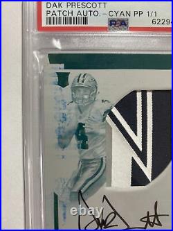 2016 National Treasures Dak Prescott 1/1 Patch Auto Cyan Printing Plate PSA 7 RC