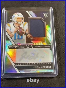 2020 Obsidian Justin Herbert RPA /100 Rookie Auto Patch Silver Ink CLEAN