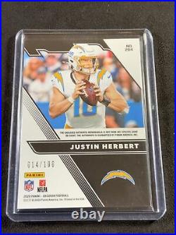 2020 Obsidian Justin Herbert RPA /100 Rookie Auto Patch Silver Ink CLEAN