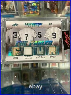 2021 Leaf Ultimate Fabled Four Babe Ruth Mickey Mantle Dimaggio Roger Maris 4/5