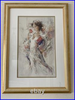 2psc ARTIST GARY BENFIELD LIMITED EDITION SIGNED FRAMED PRINT The Rose 2007