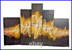 5 Piece Large Abstract Statement Artwork Signed Damon Limited Edition Wall Art