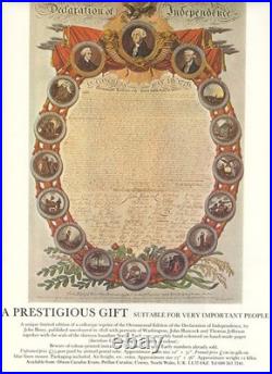 American Declaration of Independence Large hand-coloured print, handmade paper