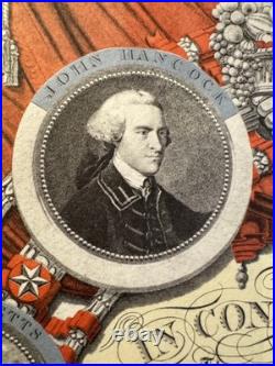 American Declaration of Independence Large hand-coloured print, handmade paper