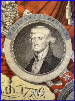 American Declaration of Independence Large hand-coloured print, handmade paper