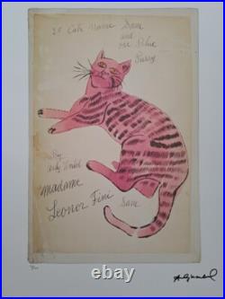 Andy Warhol Signed Lithograph Cat Sam Certificate Leo Castelli