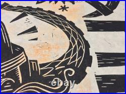 Attack Peter, TAKORO, 1/1 Variant, Hand Embellished, Signed, Linocut Block Print