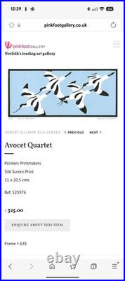 Avocet Quartet Signed Limited Edition Screen Print Robert Gillmore, Framed