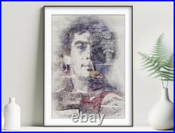 Ayrton Senna Poster Print Limited Edition Portrait Car Art F1 Fan Gift Artwork