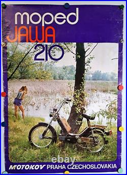 BIG Promo Poster /Avtoexport USSR/ moped JAVA 210 /MOTOKOV PRAHA/ CHECHOSLOVAKIA