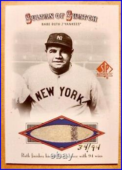 Babe Ruth 01 SP Authentic Sultan of Swatch Yankees Pinstripe Game-Used /94