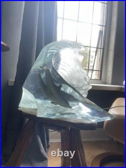 Beautiful Robert Wyland'Big Wave' Acrylic Dolphin Sculpture With Certification