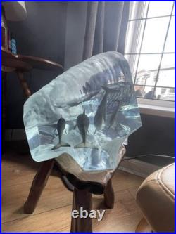Beautiful Robert Wyland'Big Wave' Acrylic Dolphin Sculpture With Certification