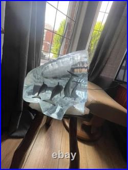 Beautiful Robert Wyland'Big Wave' Acrylic Dolphin Sculpture With Certification