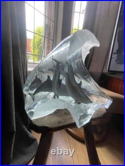 Beautiful Robert Wyland'Big Wave' Acrylic Dolphin Sculpture With Certification