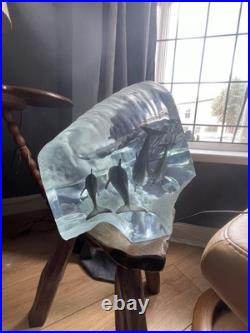 Beautiful Robert Wyland'Big Wave' Acrylic Dolphin Sculpture With Certification