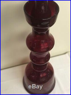 Blenko Ruby Red Chess Piece Chessman Decanter #1516