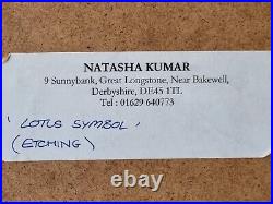 British Indian Art Print Etching Limited Edition Natasha Kumar Lotus Symbol