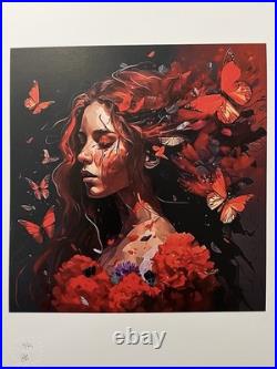 Butterfly Lady Signed Emo Limited #4/25 Art Print banksy & Martin Whatson gift