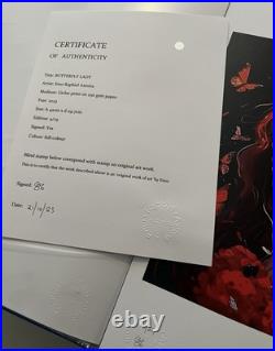 Butterfly Lady Signed Emo Limited #4/25 Art Print banksy & Martin Whatson gift