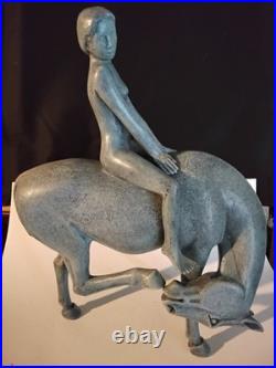 Ceramic Horse And Rider Fine art Piece limited edition by Brittish Sculptor