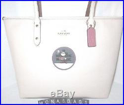 Coach 38691 Disney Minnie Mouse Patch Chalk Leather City Zip Top Tote NWT $325