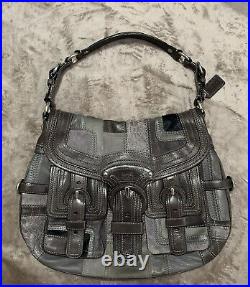 Coach Legacy Pieced Leather Flap Hobo Bag Limited Edition Gray