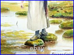 Daniel Ridgway Knight Watercolor & Print of a Woman