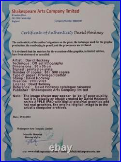 David Hockney Signed A Bigger Splash Certificate
