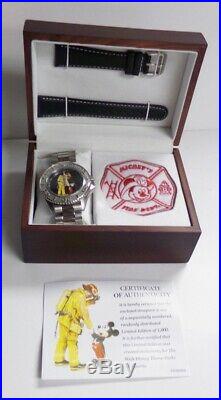 Disney Mickey Mouse Fireman Firefighter Limited Edition 911 Watch & Patch