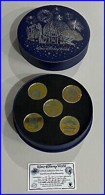 Disney World Arribas Brothers 5 Piece Glass Coin Set Limited Edition 500