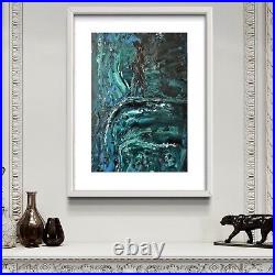 Framed Limited Edition Print'Man In The Mountain' Oil On Black Glass Painting