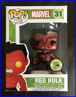 Funko Pop Metallic Red Hulk 31 SDCC 2013 Limited Edition 480 pieces Not Mint