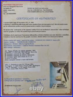 Giorgio De Chirico Signed Piazza d´Italia Certificate