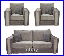 Grey Black Fabric Material 3 Seater 2 Seater Chair Sofa Suite GATSBY 311