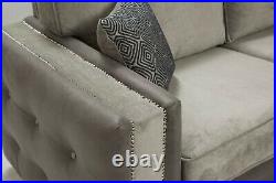 Grey Black Fabric Material 3 Seater 2 Seater Chair Sofa Suite GATSBY 311