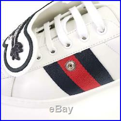 Gucci Ace with UFO's and Dragons Patch Leather Sneakers White NEW $980