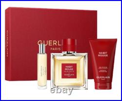 Guerlain Habit Rouge 3 Piece Limited Edition Gift Set 100ml EDT NEW in Box
