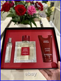 Guerlain Habit Rouge 3 Piece Limited Edition Gift Set 100ml EDT NEW in Box