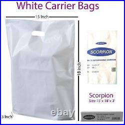 HD Take Away, Restaurant, Clothes White Patch Handle Carrier Bags In 4 Sizes