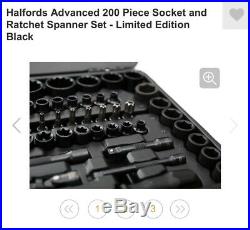 Halfords Advanced 200 Piece Socket Ratchet Set Limited Edition Black New
