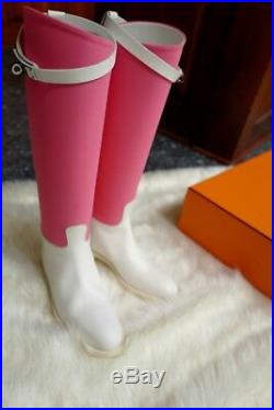 Hermes Kelly Jumping Boots Limited Edition in Pink/Beige Limited Collector Piece