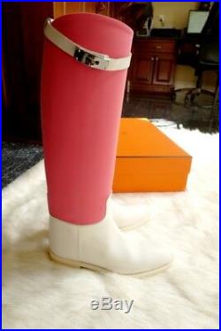 Hermes Kelly Jumping Boots Limited Edition in Pink/Beige Limited Collector Piece