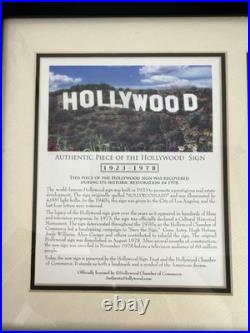 Hollywood Sign Authentic Piece 1923-1978 Framed Display COA Limited Edition