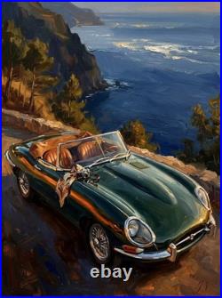 Jean Vos Ltd Ed. PRINT Cliffside Vintage Car Canvas Print
