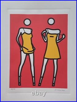 Julian Opie Signed Woman taking off summer dress Collectable Lithograph