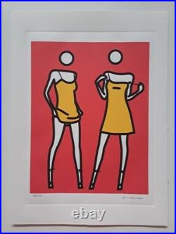 Julian Opie Signed Woman taking off summer dress Collectable Lithograph