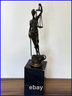 LADY JUSTICE Bronze Statue Woman Lawyer Art Law Nude Sculpture Gift Marble Sign